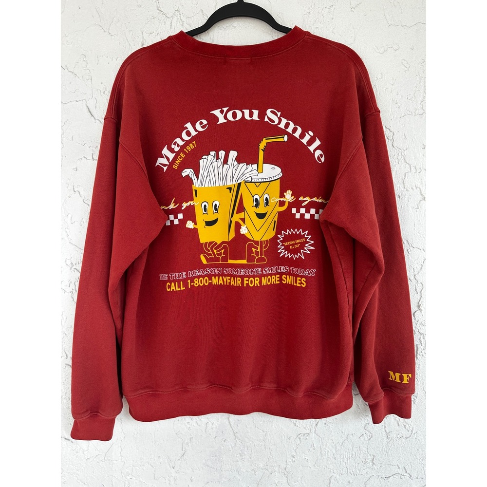The Mayfair Group Made You Smile Graphic Crewneck Sweatshirt XS Oversized